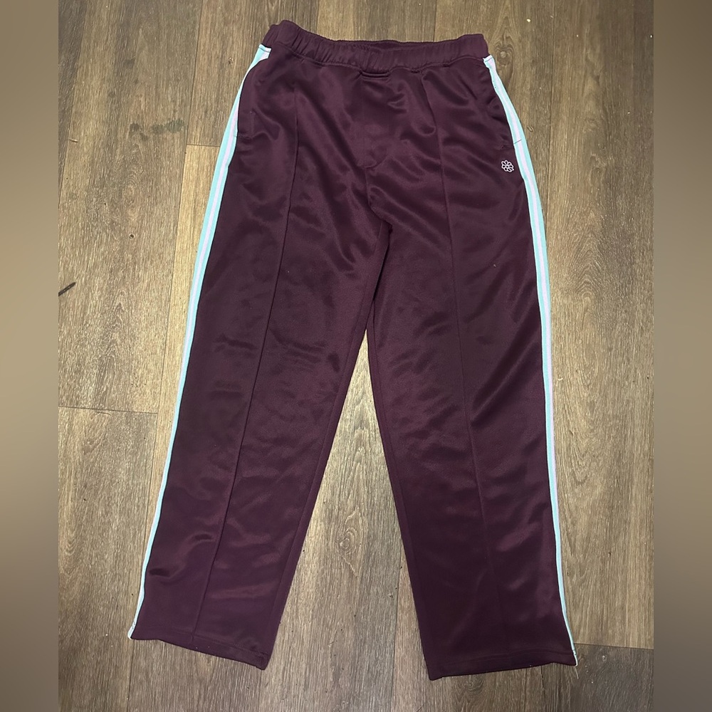 Urban Outfitters Men Burgundy Track Pants with Side Stripes